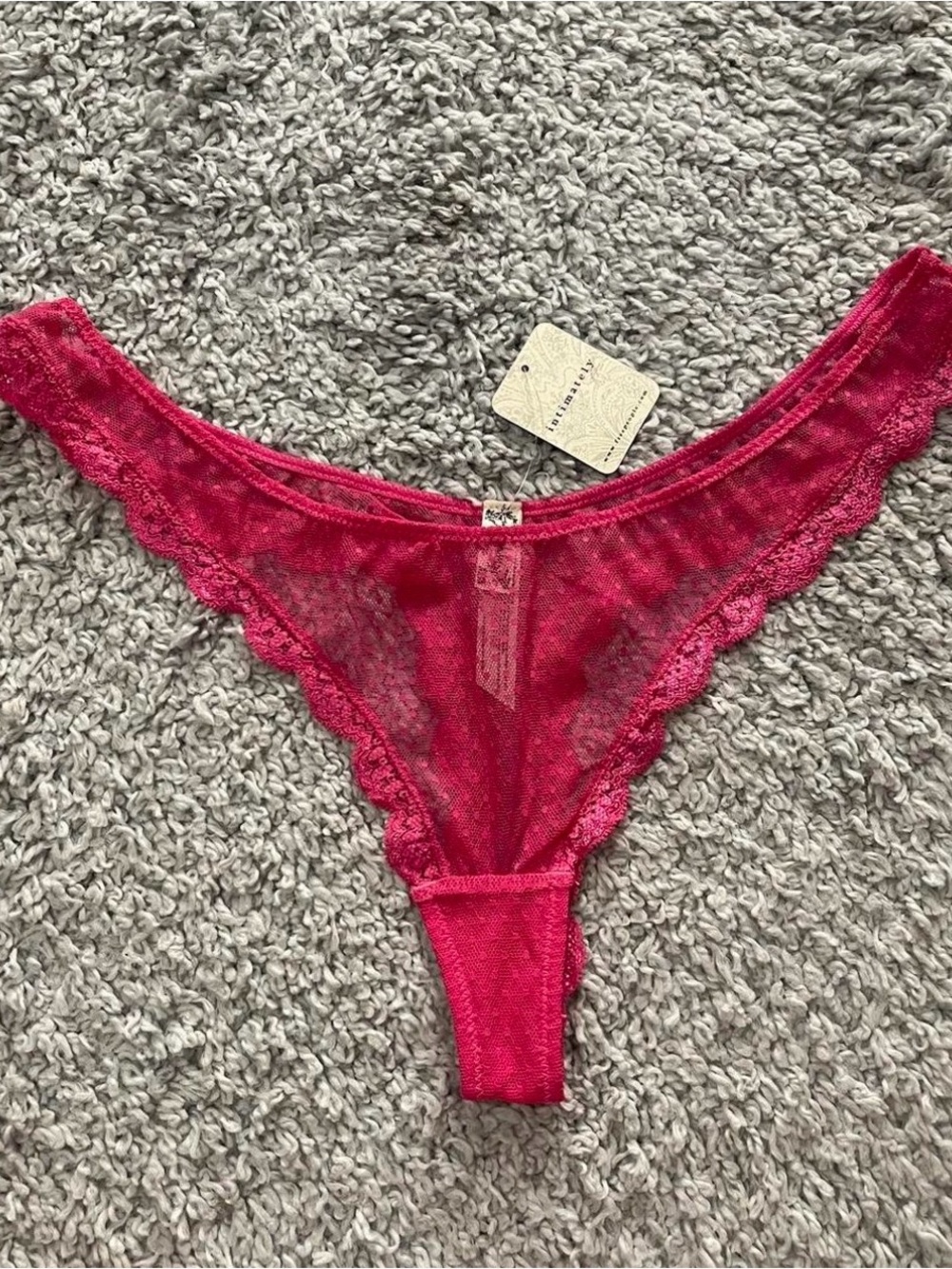 Intimately By Free People Lace Thong Panty - Fuchsia. NWT